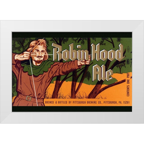 Robin Hood Ale White Modern Wood Framed Art Print by Vintage Booze Labels