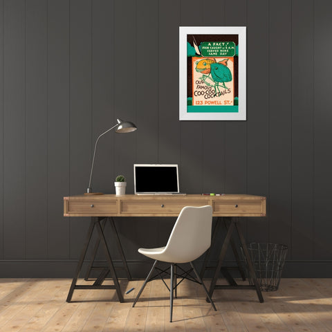 Our Famous Coo-Coo Cocktails White Modern Wood Framed Art Print by Vintage Booze Labels