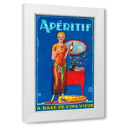 Aperitif White Modern Wood Framed Art Print by Vintage Booze Labels