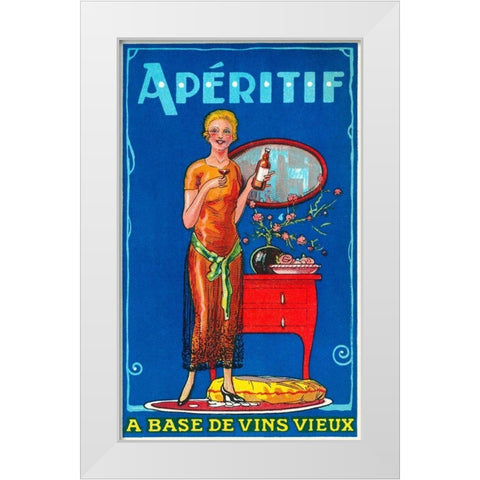 Aperitif White Modern Wood Framed Art Print by Vintage Booze Labels