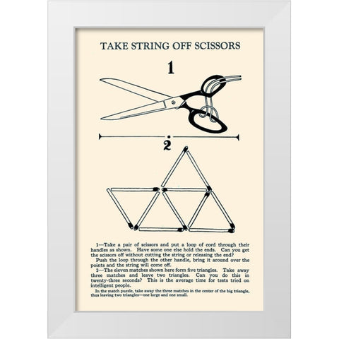 Take String off Scissors White Modern Wood Framed Art Print by Retromagic