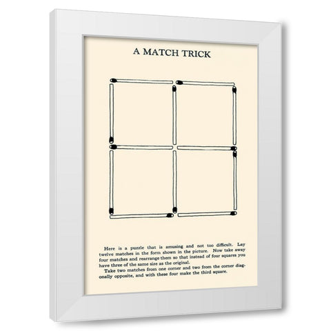 A Match Trick White Modern Wood Framed Art Print by Retromagic