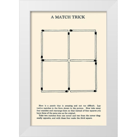 A Match Trick White Modern Wood Framed Art Print by Retromagic