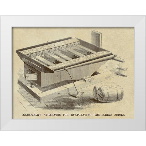 Mansfields Apparatus for Evaporating Saccharine Juices White Modern Wood Framed Art Print by Inventions