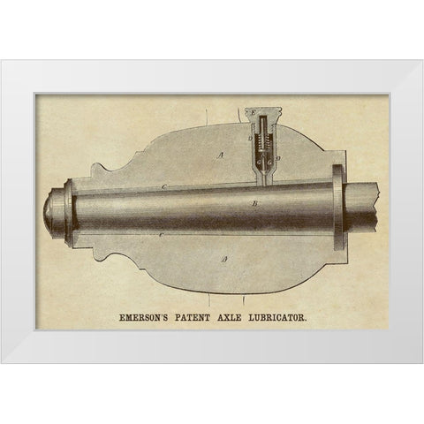 Emersons Patent Axel Lubricator White Modern Wood Framed Art Print by Inventions