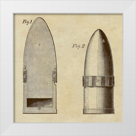 Improved Artillery Shell White Modern Wood Framed Art Print by Inventions