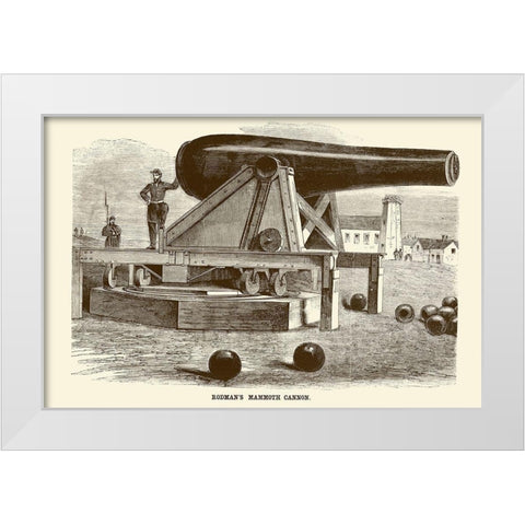 Rodmans Mammoth Cannon White Modern Wood Framed Art Print by Inventions