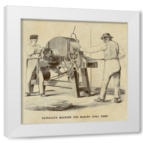 Patrullos Machine for Making Sisal Hemp White Modern Wood Framed Art Print by Inventions