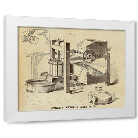 Homans Improved Cider Mill White Modern Wood Framed Art Print by Inventions