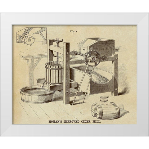 Homans Improved Cider Mill White Modern Wood Framed Art Print by Inventions
