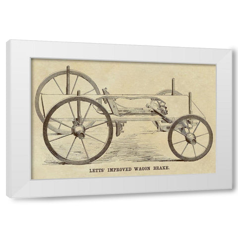 Letts Improved Wagon Brake White Modern Wood Framed Art Print by Inventions