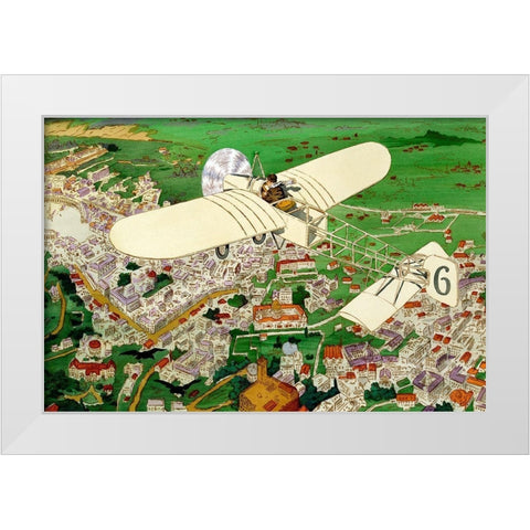Rome to Paris by air non-stop White Modern Wood Framed Art Print by Inventions