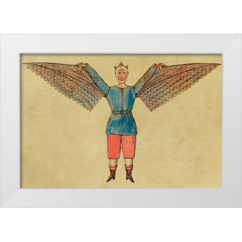 Man with Wings White Modern Wood Framed Art Print by Inventions
