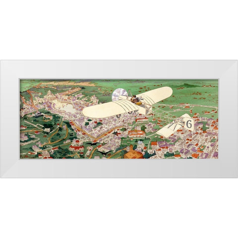 Rome to Paris by air non-stop White Modern Wood Framed Art Print by Inventions