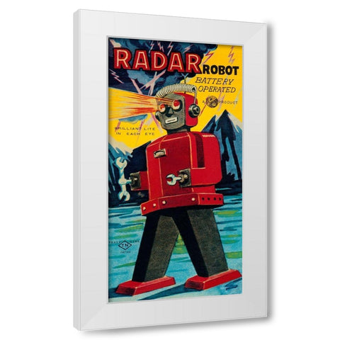 Radar Robot White Modern Wood Framed Art Print by Retrobot