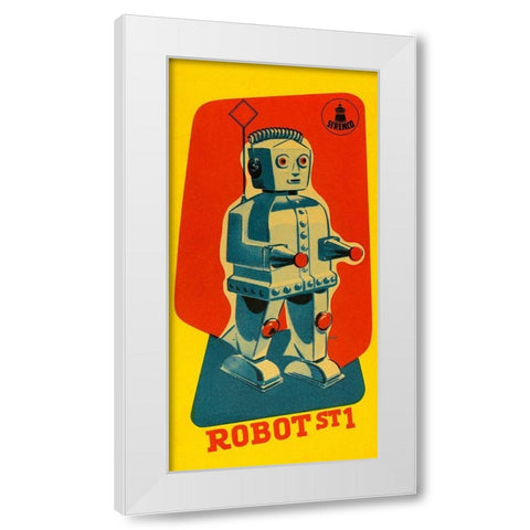 Robot ST1 White Modern Wood Framed Art Print by Retrobot