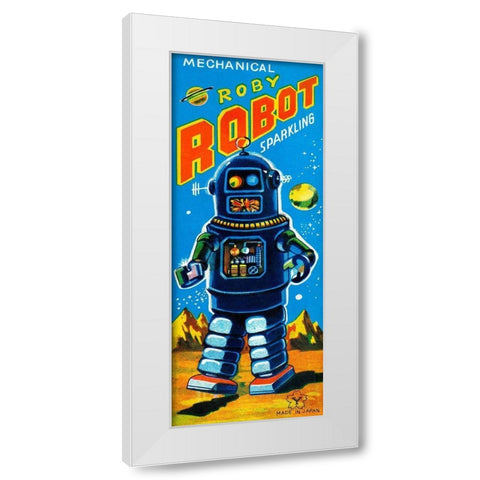 Roby Robot White Modern Wood Framed Art Print by Retrobot