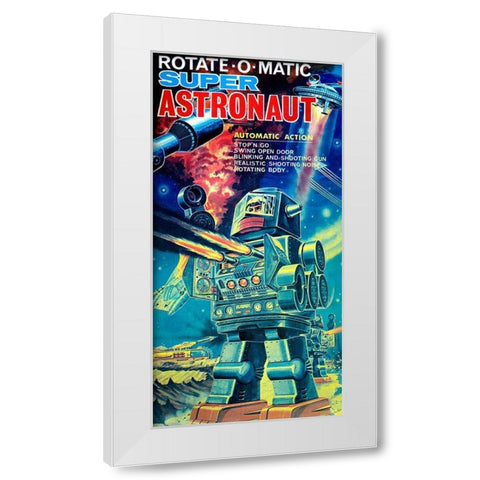 Rotate-O-Matic Super Astronaut White Modern Wood Framed Art Print by Retrobot