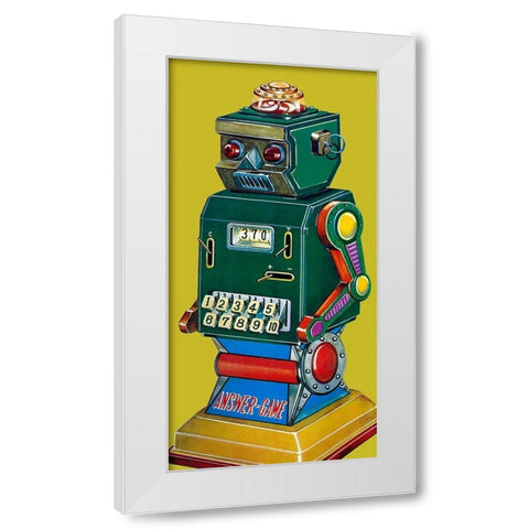 Answer Game Robot White Modern Wood Framed Art Print by Retrobot