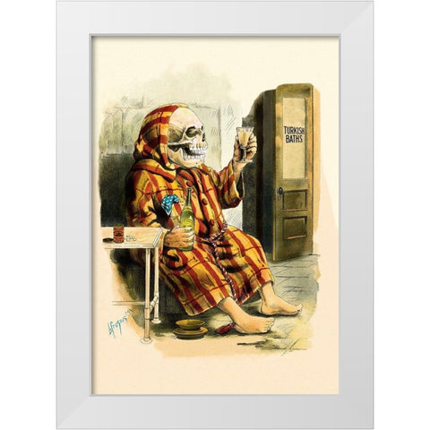 Death Takes a Bath White Modern Wood Framed Art Print by Frusius