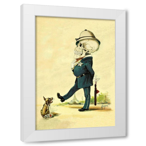 Death Walks a Beat White Modern Wood Framed Art Print by Frusius