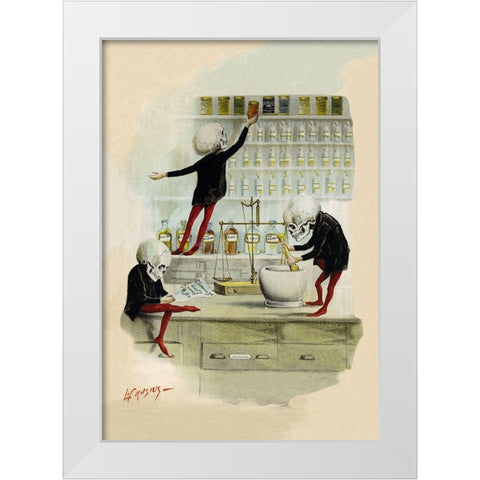 Death in the Lab White Modern Wood Framed Art Print by Frusius