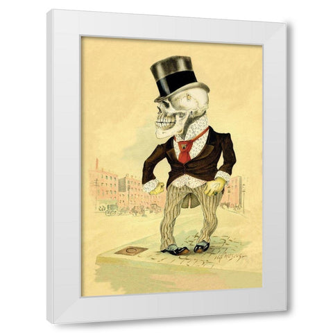 Death Ready for Round Two White Modern Wood Framed Art Print by Frusius