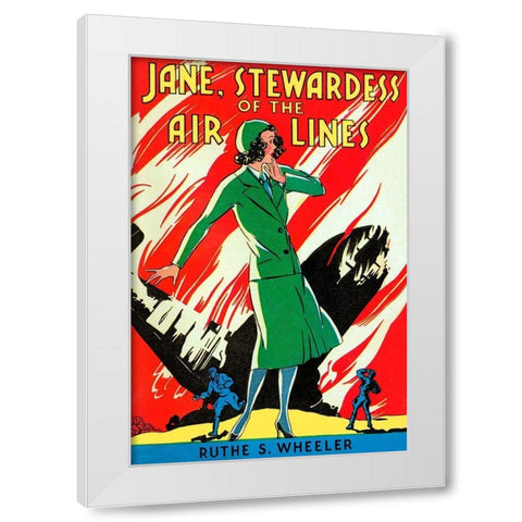 Jane, Stewardes of the Air Lines White Modern Wood Framed Art Print by Retrotravel