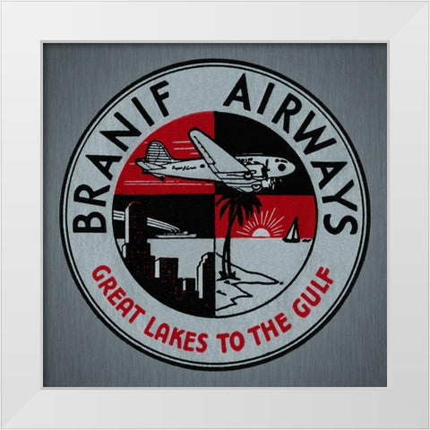 Branif Airways - Great Lakes to the Gulf White Modern Wood Framed Art Print by Retrotravel