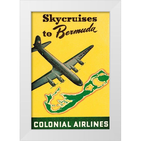 Skycruises to Bermuda White Modern Wood Framed Art Print by Retrotravel