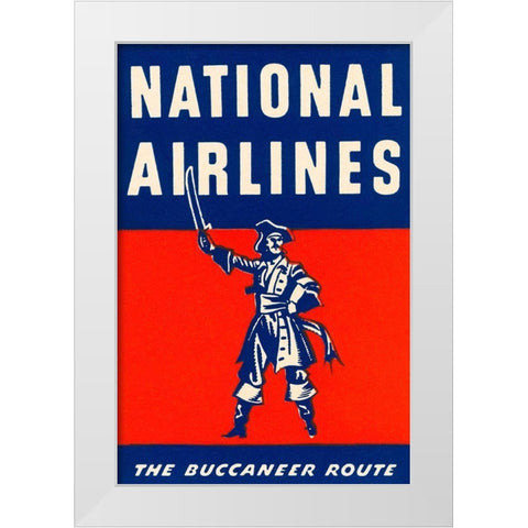 Nation Airlines - The Buccaneer Route White Modern Wood Framed Art Print by Retrotravel