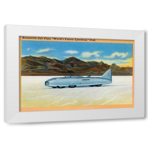 Worlds Fastest Speedway White Modern Wood Framed Art Print by Retrotravel
