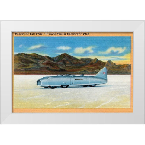 Worlds Fastest Speedway White Modern Wood Framed Art Print by Retrotravel