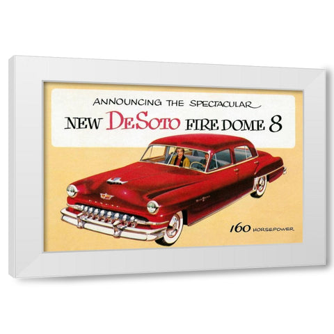 New DeSoto Firedome 8 White Modern Wood Framed Art Print by Retrotravel