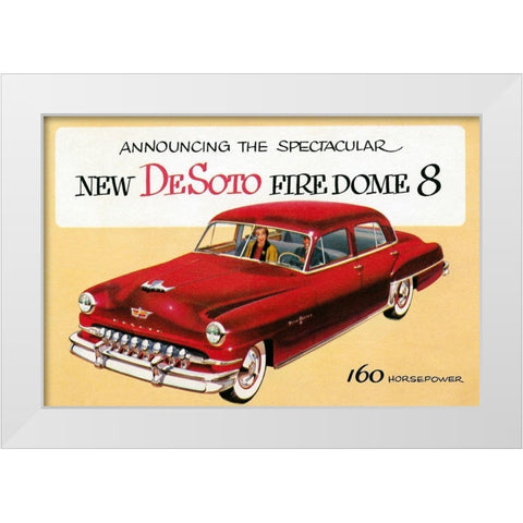 New DeSoto Firedome 8 White Modern Wood Framed Art Print by Retrotravel