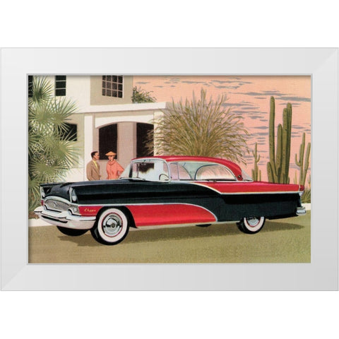 Packard Clipper at the Camelback Inn White Modern Wood Framed Art Print by Retrotravel