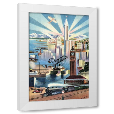 Modern Deco Empire White Modern Wood Framed Art Print by Retrotravel