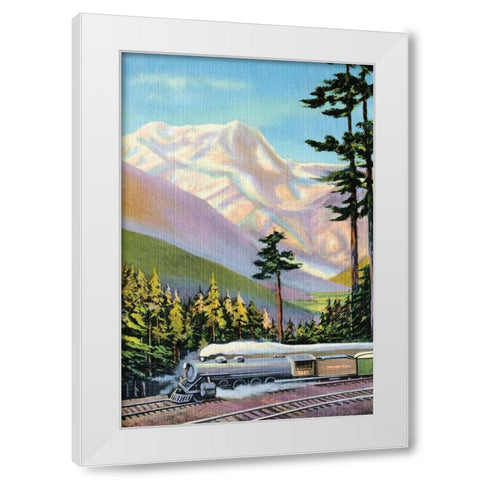 Steaming Through the Valley White Modern Wood Framed Art Print by Retrotravel