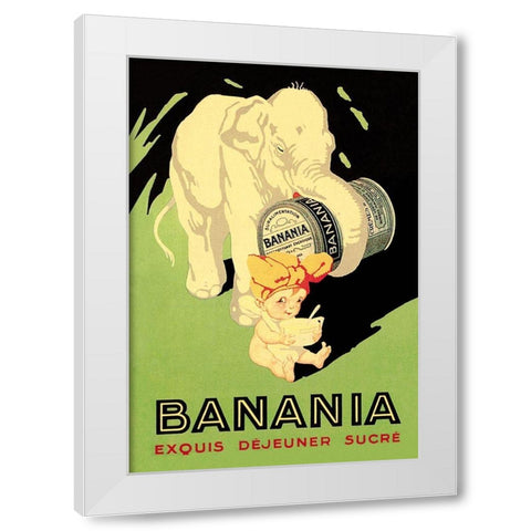 Banania Exquis Dejeuner Sucre White Modern Wood Framed Art Print by Vintage Elephant