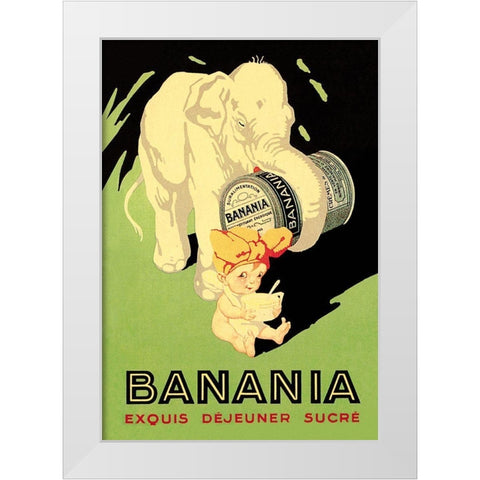 Banania Exquis Dejeuner Sucre White Modern Wood Framed Art Print by Vintage Elephant