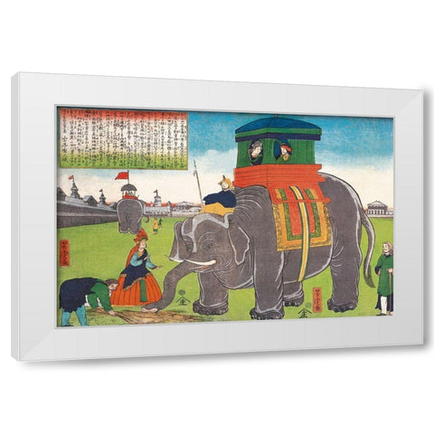 Elephant Taking a Lunch Break White Modern Wood Framed Art Print by Vintage Elephant