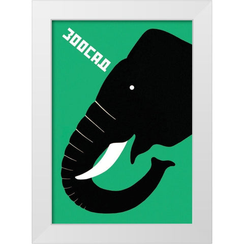 The Zoo - Elephant White Modern Wood Framed Art Print by Bulanov, Dmitrii