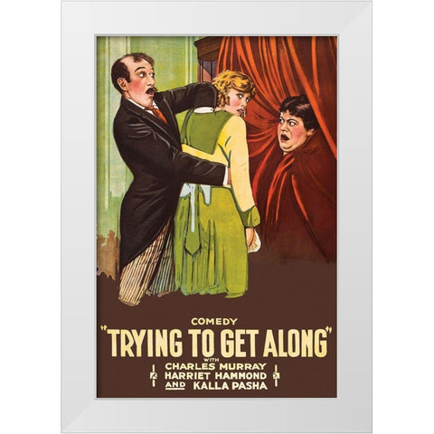 Trying to get along White Modern Wood Framed Art Print by Unknown 20th Century American Illustrator