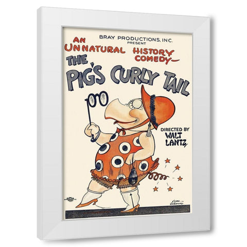 Movie Poster: The Pigs Curly Tail White Modern Wood Framed Art Print by Unknown 20th Century American Illustrator