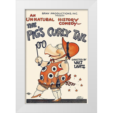 Movie Poster: The Pigs Curly Tail White Modern Wood Framed Art Print by Unknown 20th Century American Illustrator