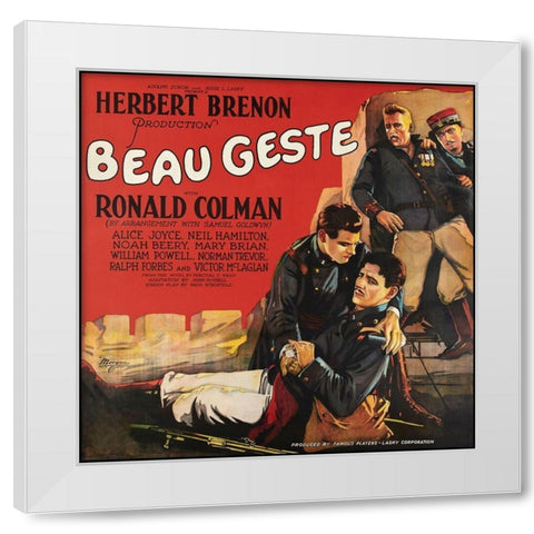 Movie Poster: Ronald Colman - Beau Geste White Modern Wood Framed Art Print by Unknown 20th Century American Illustrator