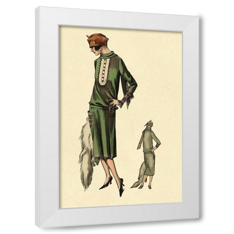 With Stole White Modern Wood Framed Art Print by Vintage Fashion