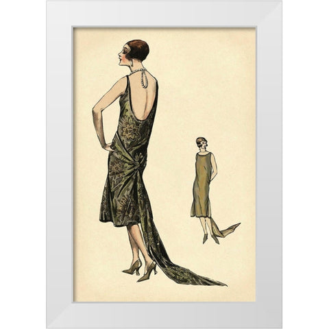 In Pearls White Modern Wood Framed Art Print by Vintage Fashion