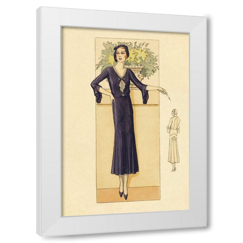 Daytime Dress in Navy White Modern Wood Framed Art Print by Vintage Fashion