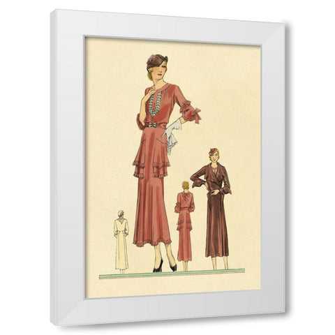 Pink Daytime Dress and Overcoat White Modern Wood Framed Art Print by Vintage Fashion